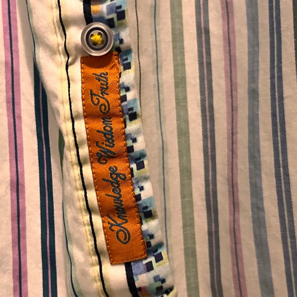 Robert Graham - Men’s Large - X Collection Striped Shirt -Flip Cuff -100% Cotton - Picture 9 of 14